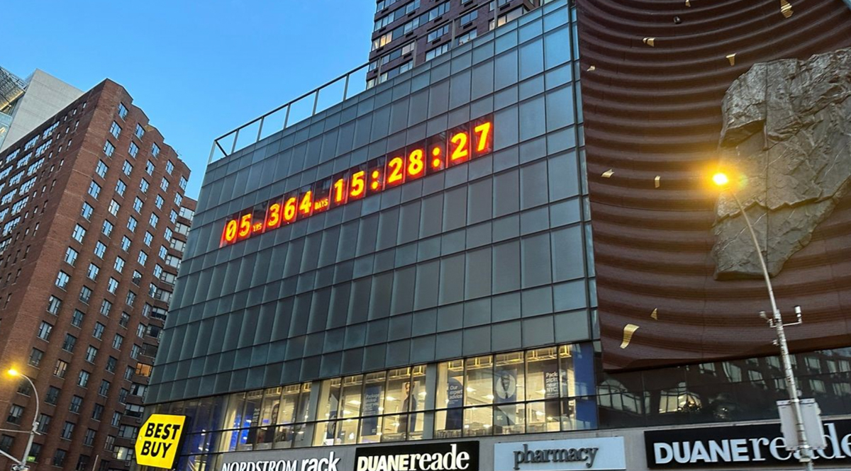 นาฬิกาสภาพอากาศ (Climate clock) นับถอยหลัง 5 ปี สู่หายนะสภาพภูมิอากาศที่ไม่สามารถกลับสู่จุดสมดุลได้อีก 